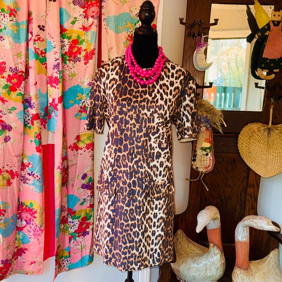 Zara Brown Leopard Print Mini Dress - Picture 2 of 6